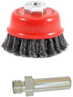 Inditrust Drill Attachment + Twisted 3" (75mm) M-10 Thread Wire Cup Brush For Removing Rust , Paint as well as for Polishing Wheel Brush Wheel Brush