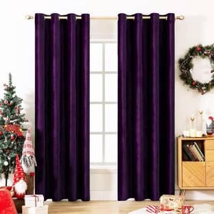 Parda Sansar 213 cm (7 ft) Velvet Blackout Door Curtain (Pack Of 2)