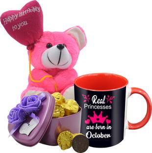 Midiron Birthday Special Gifts, Dark Chocolate With Printed Ceramic Mug and Happy Birthday Quoted Teddy For Your Special One's IZ19Choco15Tinbox4PurMUrTHB-DTBirthday-62 Ceramic, Silk Gift Box