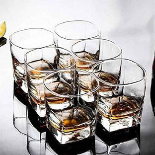 Neer Enterprise (Pack of 6) (Pack of 6) Leaf-Free Standard Whiskey & Wine Scotch Glasses Set Glass Set (200 ml, Glass) Glass Set Whisky Glass