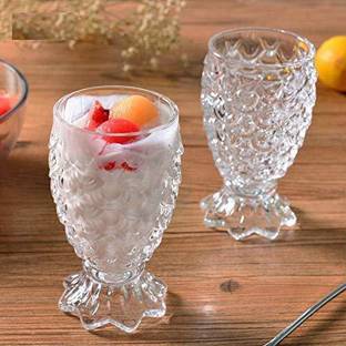 AMIGO INTERNATIONAL (Pack of 2) Pineapple Shape Shot Glass Set for Espresso and Vodka Shots Glass, Clear - Pack of 2 (250 ml) , Two piece Glass Set Water/Juice Glass