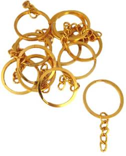 A2S2 10 pcs/Package Polished Gold Color 30mm Key Ring Keychain Split Ring with Short Chain Key Rings Alloy Material Women Men DIY Key Chain