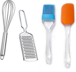 YS क्रिएशन Set4 kitchen tool set4 , Grater, whisk, spatula, oil brush बहुरंगी रसोई उपकरण सेट