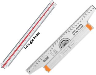 Upyukat Plastic Roll N Draw Ruler (30 cm) and Plastic Triangle Scale/Ruler-30cm (12 Inch) Long Plastic Drafting Scale Ruler Very Useful to Architect, Engineering Students, Office Employee (Set of 2) Ruler