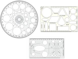 Upyukat Plastic Pro Circle with 25 Circles, Hyperbola- Parabola Template, Geometry Template, Drafting Scale Ruler Very Useful to Architect, Engineering Students, Office Employee (Set of 3) Ruler