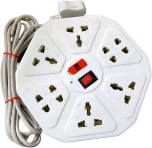 BHATNAGAR 8 SOCKET PLUS ONE SWITCH EXTENSION BOARD WITH ONE LED INDICATOR & 6AMP 8  Socket Extension Boards