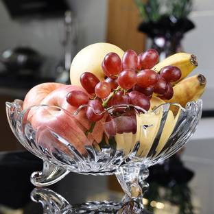 VP STORES Glass Storage Bowl Glass Fruit Bowl Glass Bowl 3 Leg Bowl