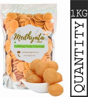 Medhyata Ready to Fry Dry Instant Pani Puri Fryums Papad (1Kg) | Pani Patase | Golgappa | Gupchup Packet Fryums