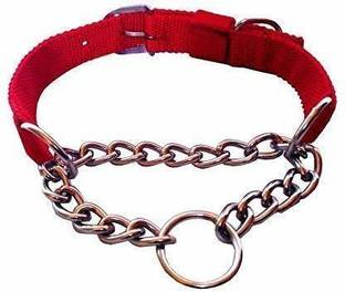 Rvpaws Collar Half Choker Stainless Steel Dogs Collars (Red, 0.75 Inch) Plain Dog Collar Charm