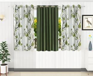 Flipkart SmartBuy 152 cm (5 ft) Polyester Semi Transparent Window Curtain (Pack Of 3)