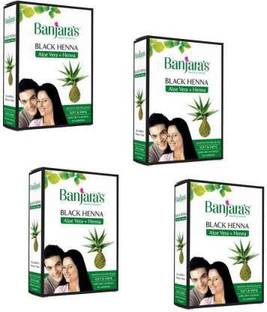Banjaras Black Henna with Aloe vera 50gms, Pack of 4 , black