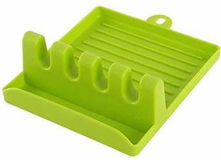 NANDAN Kitchen Utensil Holder Ladle Spoon Tongs Rest Holder Kitchen Table Spatula Rack for Kitchen Counter or Stove Plastic Cutlery Set (Pack of 1) Plastic Cutlery Set