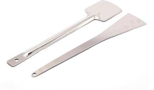 GESTIONE Stainless Steel V Turner Lifting Spatula & Square Shape Dosa Turner/Palta Combo Set of 2 -Silver Kitchen Tool Set