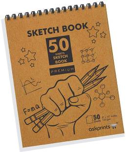 Askprints Top Spiral-Bound Sketchpad for Artists | 50 Sheet Kraft Cover Sketchbook - Size 8 x 10 Inch | Sketching and Drawing Acid Free Paper, For Doodling Sketch Pad