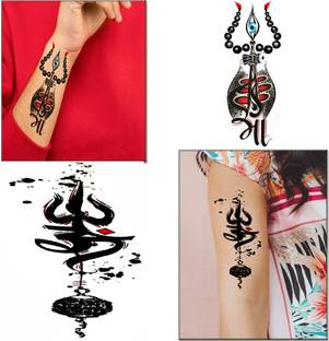 Ordershock Shiv Trishul with Eye Combo Tattoo Men and Women Waterproof Temporary Body Tattoo