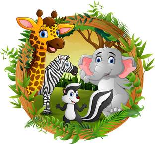 WALLSTICK 50 cm Happy Wild Animals Removable Sticker
