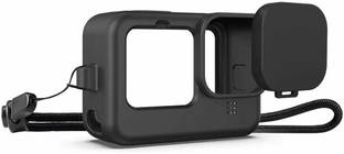 Breuk Silicone Protective Case Cover for Gopro Hero 12 / Hero 11 / Hero 10 / Hero 9 Black, Silicone Sleeve with Lanyard Lens Cap  Camera Bag