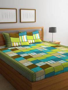 Roomesssentials 144 TC Cotton Double Printed Flat Bedsheet