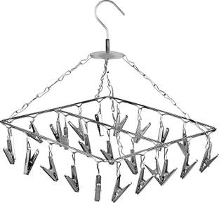 Konquer TimeS 25 Clips Stainless Steel Square Cloth Dryer/Clothes Drying Stand/Hanger with Clips | Baby Cloth Hanger Door Hanger