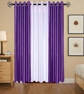 Styletex 213 cm (7 ft) Polyester Semi Transparent Door Curtain (Pack Of 3)