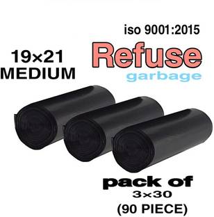 Refuse garbage bag pack of 3 (90 bag) 19*21 Medium 15 L Garbage Bag  Pack Of 90