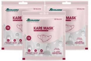 Romsons Kare Mask 6 Layer Protection N95 Respirator Mask with 99% Bacteria Filteration & Elastic Ear loop, 3 Pc Kare Mask 6 Layer Protection N95 Respirator Mask