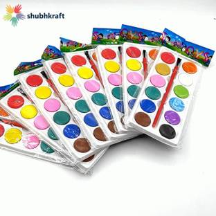 ShubhKraft 12 Different Paint Color with Brush | Palette Water Colors | Art & Craft | Birthday Party Return Gift for Kids! Pack of 24