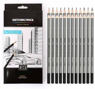 Levin Art Graphite Professional Drawing Sketching Pencil Set- Artist grade degree pencil (Pack of 24) 9H,8H,7H,6H,5H,4H,3H,2H,H,HB,F,B,2B,3B,4B,5B,6B,7B,8B,9B,10B,11B,12B,14B Sketching Pencil