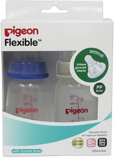 Pigeon 120ml Peristaltic Nursing Bottle Twin Pack Nipples (Blue/White) - 120 ml