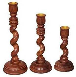Smarts collection Handmade Wooden Candle Holder Stand for Home Decor Decorative Tealight Gifts Item - Set of 3 (Wood-Nut) Wooden Candle Holder (Brown, Pack of 3) Wooden Candle Holder