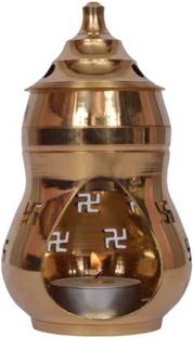 MNA Kapoor/camphor Diffuser Brass Diya/lamp for Purification of Home Puja / Worship/Spirtual/Religion and Devotion Brass Table Diya (Height: 5 inch) Bamboo Hanging Diya Set