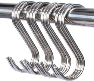 ASFUN 12 PCs Stainless Steel S Hooks Hanger | Height - 3.5 Inch | Thickness - 4mm| Rust Proof | Multifunctional |Storage Organiser For Pan| PotSeamless Finishing |Cutlery Hanging Hook|Towel hanging Hook | (Pack of 12) Hook 12