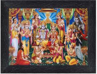 pnf Ram Darbar Wood with Acrylic Sheet for Worship/Pooja20355 Digital Reprint 8 inch x 5 inch Painting