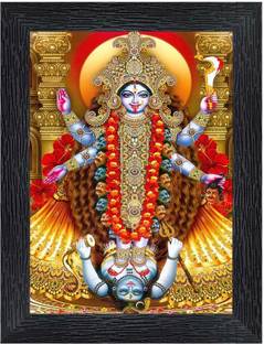 pnf Maa Kali MATA Ji Religious Frame with Acrylic Sheet for Worship/Pooja20857 Digital Reprint 8 inch x 6 inch Painting