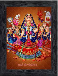 pnf Khodiyar Maa Religious Frames with Acrylic Sheet for Worship/Pooja22551 Digital Reprint 8 inch x 6 inch Painting