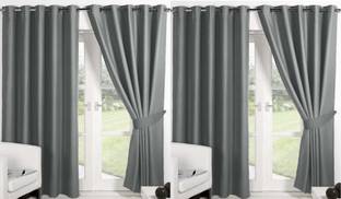 Styletex 274 cm (9 ft) Long Door Polyester Semi Transparent Curtain (Pack Of 4)
