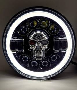 RWT Skull Design 7 Inch LED Headlight Headlight Motorbike LED for Royal Enfield (12 V, 80 W)
