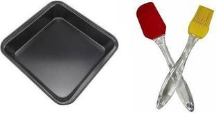 ALAMDAAR Non Stick Square Shape Cake Mould with Silicone Brush and Spatula Kitchen Tool Set