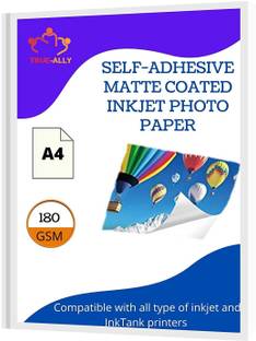 True-Ally Sticker Self-Adhesive Matte Finish Photo Paper A4 Size 180 GSM - 20 Sheets (A4-20 Sheet) Unruled A4 180 gsm Photo Paper
