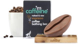 mCaffeine Naked & Raw Espresso Coffee Bathing Bar Soap | Deep Cleansing | Pure Coffee Oil, Vitamin E | Ph 5.5, Skin Friendly