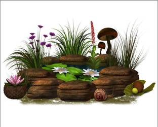 Jump up 59 cm Pond, stones, lotus and grass Self Adhesive Sticker