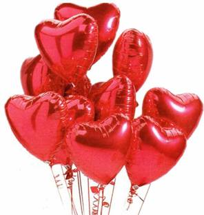 Magic Balloons Solid 18" Heart Balloons Foil Balloons Mylar Balloons for Party Decorations Party Supplies, 5 Pieces (Red) Balloon
