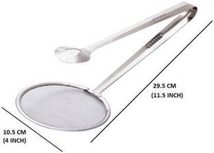 ELEGANTSTYLER 2 in 1 Steel Fry Tool Filter Spoon 29.5 cm NA Tongs