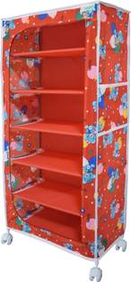 FLIPZON Baby 6 Shelve Fabric Wardrobe PP Collapsible Wardrobe