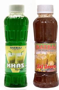 NATRAJ The Right Choice Khus Sharbat & JalJeera Sharbat Syrup (Pack of 2 x 750 ml Bottle)