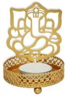 Priyals Ganesh Ji Shadow Diya Brass Table Diya Set