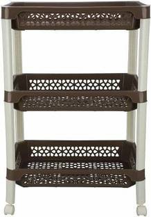 PRAGATI SALES Multipurpose Use ( 3 Layer - Rectangular ) Storage Trolley With Wheels Heavy Duty Plastic ( Medium ) Plastic Kitchen Trolley