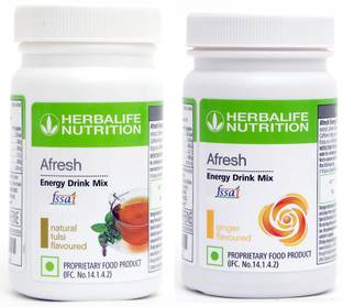 Herbalife Nutrition AFRESH ENERGY DRINK TULSHI & GINGER COMBO SET OF 2 Plant-Based Protein