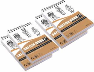 आस्कप्रिंट्स 50 Sheet A5 Sketchbook Set of 4-5.8 x 8.3 Inch | Top Spiral-Bound Sketchpad for Artists | Sketching and Drawing Acid Free Paper, for Doodling स्केच पैड