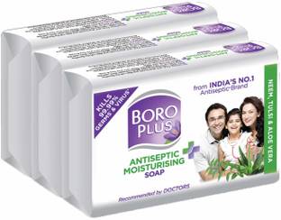 BOROPLUS Antiseptic + Moisturising Soap - Neem, Tulsi & AloeVera (Pack of 3)